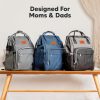 KeaBabies Nappy Changing Bag - Baby Diaper Bag Backpack with Changing Pad, Large Nappy Bag Backpack, Multi-functional Waterproof Baby Bag for Mom and Dad, Stylish Travel Baby Backpack (Classic Gray) - Image 44