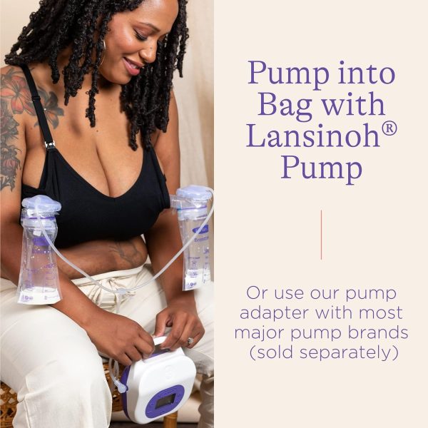 Lansinoh Breastmilk Storage Bags with Pump Adapters for Bags, 50 count - Image 2