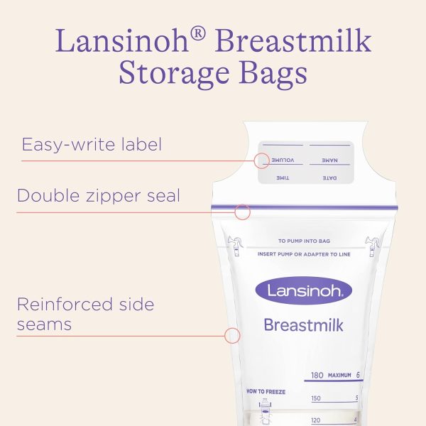 Lansinoh Breastmilk Storage Bags with Pump Adapters for Bags, 50 count - Image 5