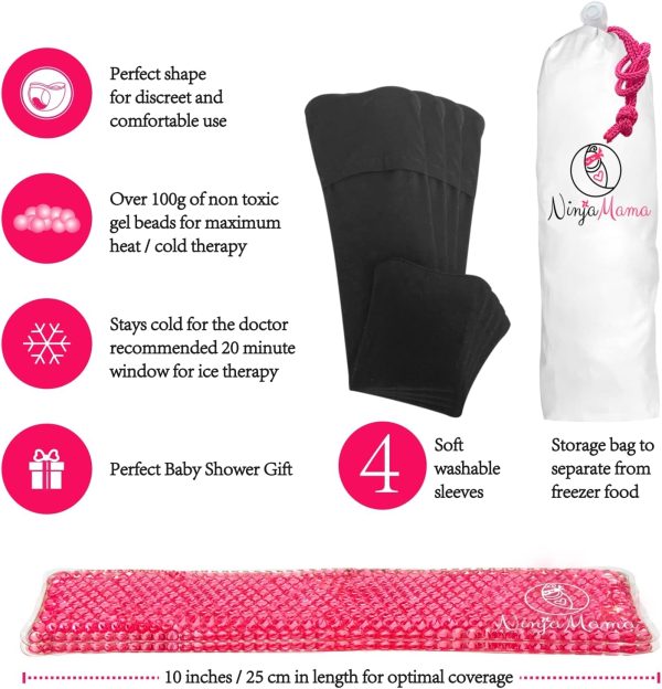 Ninja Mama Perineal Ice and Heat Therapy Packs for Postpartum Soothing Relief for Postpartum Hemorrhoid Pain Childbirth Recovery Care - Labour and Delivery Essentials - Reusable - Hot or Cold - Pack of 2 with 4 Washable Sleeves. - Image 8